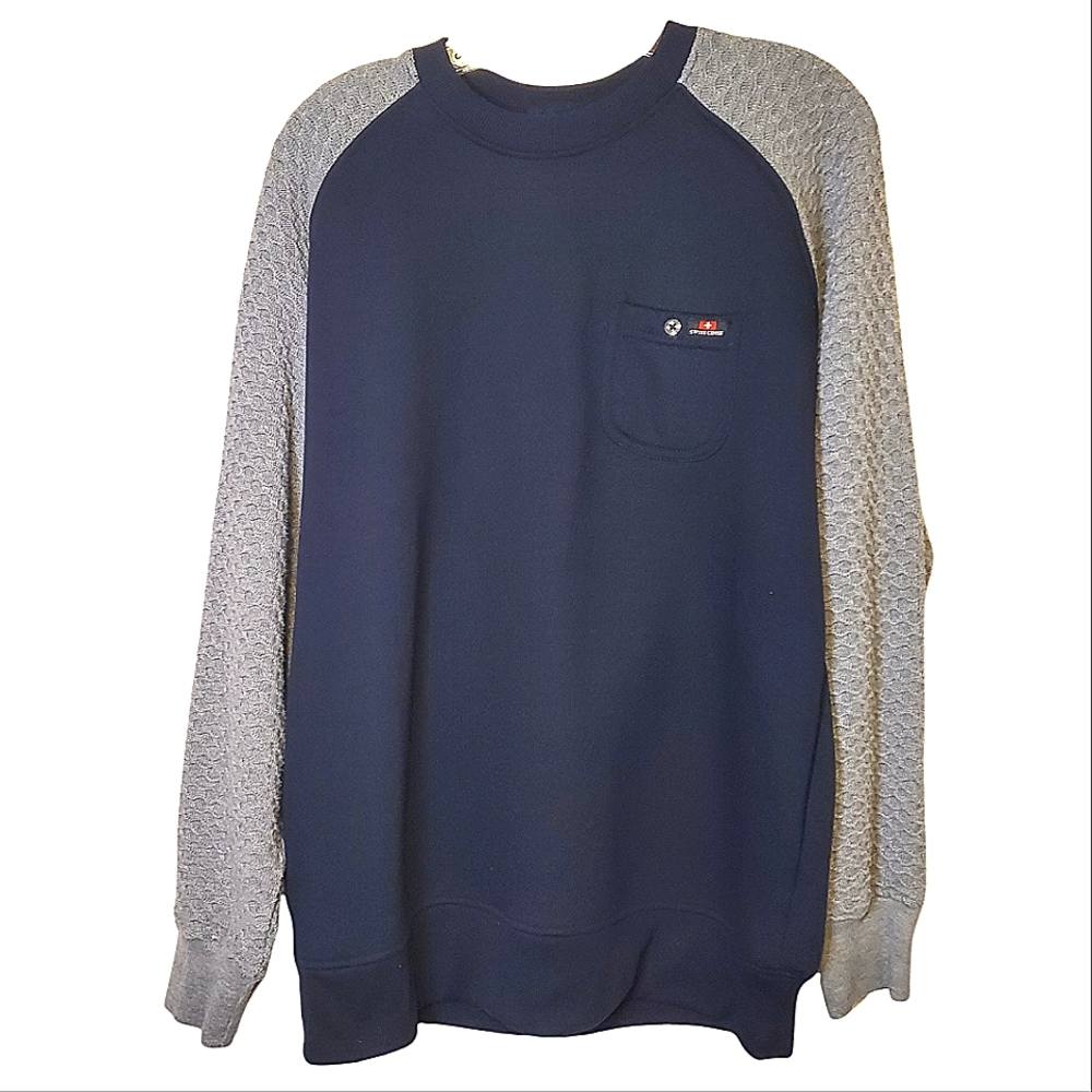 SWISS CROSS | Men's navy blue and gray raglan-sleeve sweater. Size small.